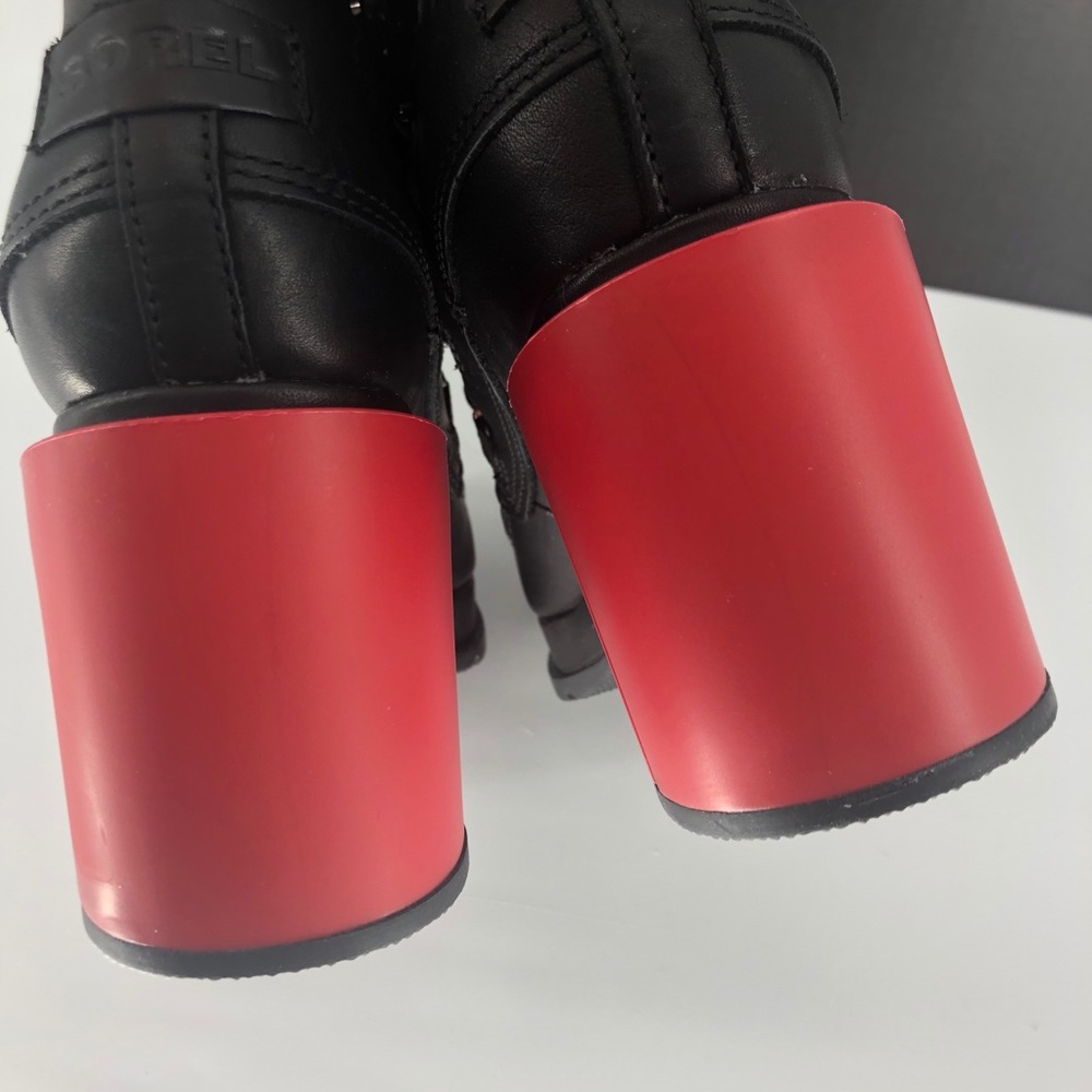 SOREL NWT BLACK LACE SHATTER BOOTIE BLACK RED - Picture 9 of 10